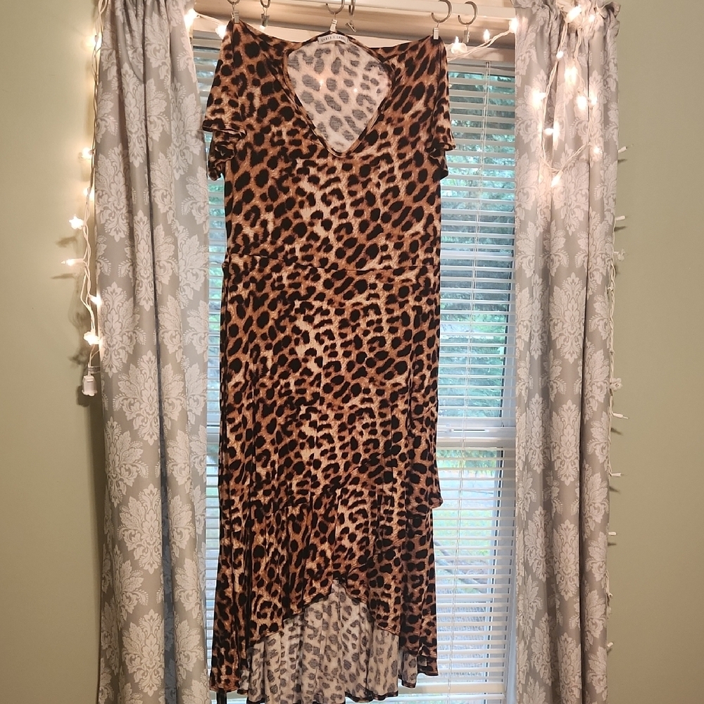 Leopard Print V-Neck Dress